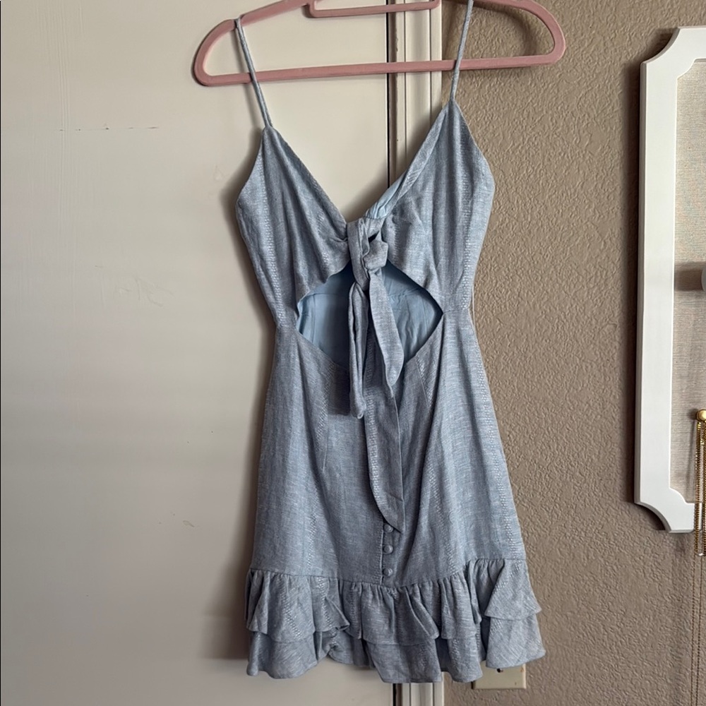 Light Blue Ruffled Mini Dress